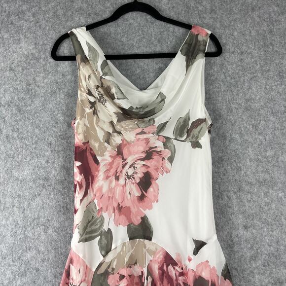 Robbie Bee Chiffon Dress Womens 12 Floral Cowl Neck Romantic Whimsy Fairy Y2K - Picture 3 of 15